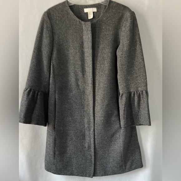 H&M Size 6 Gray with White Speckle Zipper Jacket with Bell Sleeves - Picture 1 of 8